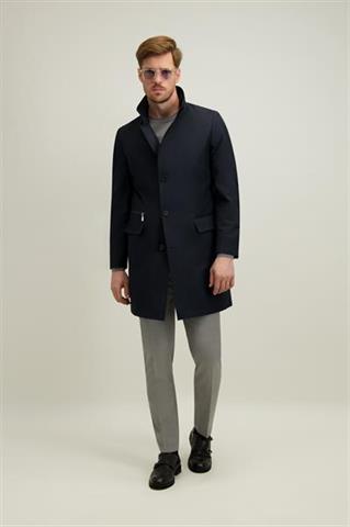 Granatowy płaszcz męski z bawełną 20221 - 665451