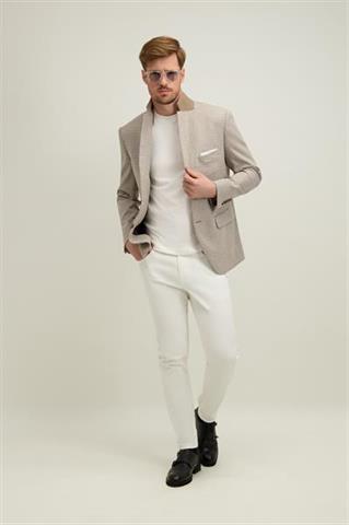 Beżowa marynarka męska 46537 - 666091