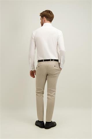 Beżowe spodnie męskie z lnem 66493 - 666281
