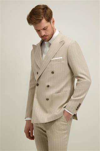 Beżowa marynarka męska z lnem 46493 - 666301