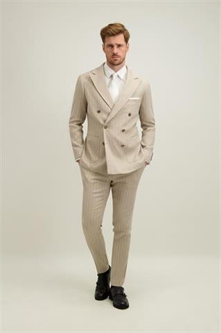 Beżowa marynarka męska z lnem 46493 - 666311