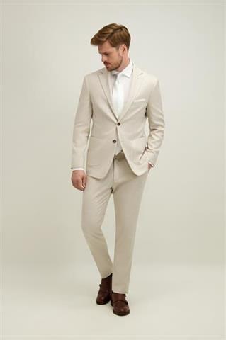 Beżowe spodnie męskie z bawełną i lnem 66494 - 666341