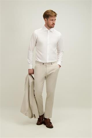 Beżowe spodnie męskie z bawełną i lnem 66494 - 666351