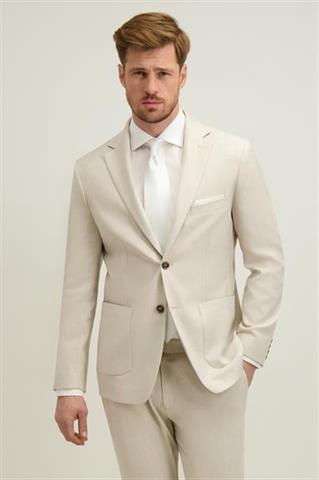 Beżowa marynarka męska z bawełną i lnem 46494 - 666381