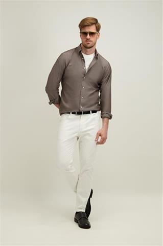 Białe bawełniane spodnie męskie 65038 - 667231