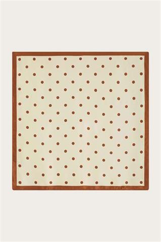 Apaszka damska ecru w brązowe groszki 87665 - 667601