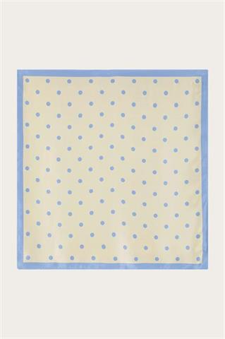 Apaszka damska w kolorze ecru w błękitne groszki 87666 - 667611