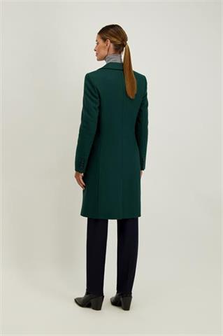 Zielony płaszcz damski z wełną 86472 - 679951