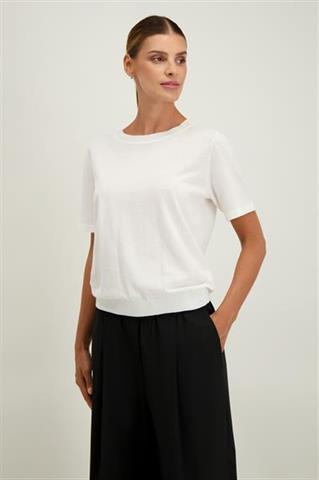 Biały sweter damski z bawełny i jedwabiu 87601 - 680761