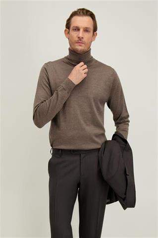 Beżowo-szary golf męski z wełny merino 74373 - 684591