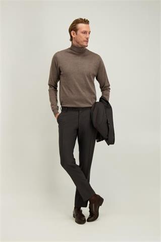 Beżowo-szary golf męski z wełny merino 74373 - 684601