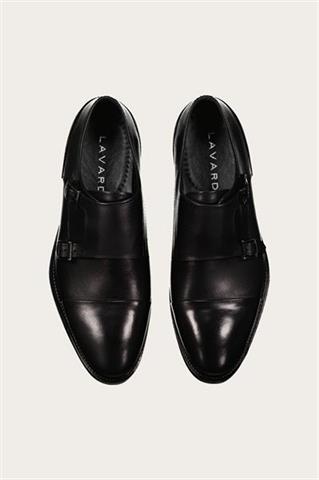 Czarne skórzane buty męskie 58953 - 685711