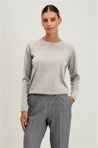 Jasnoszary sweter damski z wełny merino 87759 - 687001