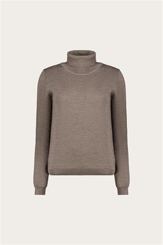 Brązowo-szary golf damski z wełny merino 87761 - 687221