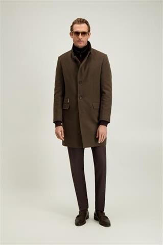 Płaszcz męski w kolorze khaki z wełną 20148 - 687581