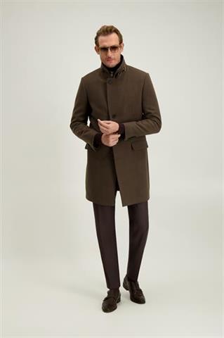 Płaszcz męski w kolorze khaki z wełną 20148 - 687591