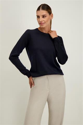 Granatowy sweter damski z wełny merino 87758 - 687661