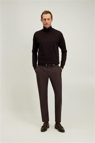 Brązowy golf męski z wełny merino 74374 - 687741