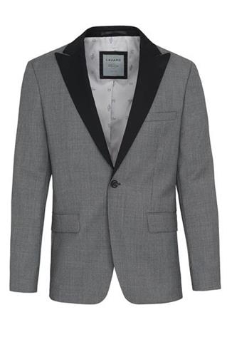 Szara marynarka męska z czarnym wyłogiem Lavard Ceremony 45172 - 72861