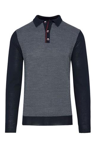 Granatowy sweter z kołnierzykiem 72747 - 7831