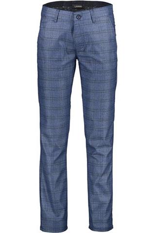 Granatowe spodnie męskie w kratę Chinos London 64520 - 79201