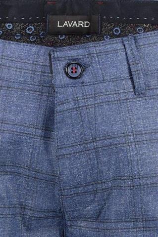 Granatowe spodnie męskie w kratę Chinos London 64520 - 79221