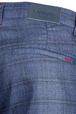 Granatowe spodnie męskie w kratę Chinos London 64520 - 79241