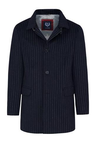 Granatowy płaszcz męski w prążki 20737 - 80221