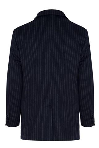 Granatowy płaszcz męski w prążki 20737 - 80261