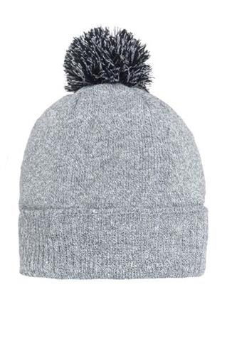 Szara czapka męska z pomponem 72911 - 8051