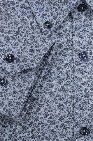 Niebieska  koszula w kwiaty 93108 - 86891