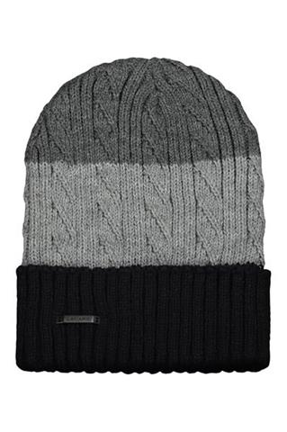 Szara czapka męska w pasy 73032 - 92111