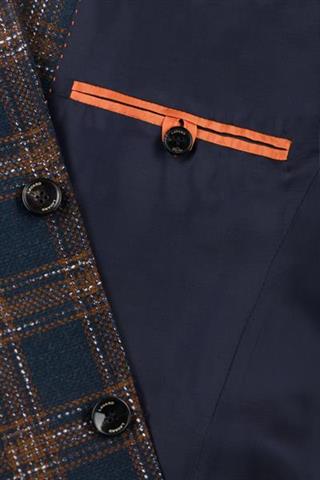 Granatowa marynarka męska w kratę Alezio Mal 46031 - 92631