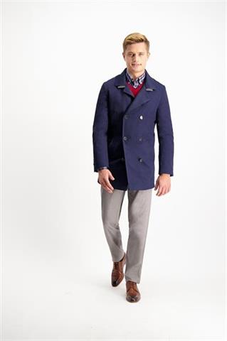 Granatowy płaszcz męski dwurzędowy Ambrosio Tech 22388 - 99571