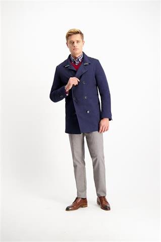 Granatowy płaszcz męski dwurzędowy Ambrosio Tech 22388 - 99581