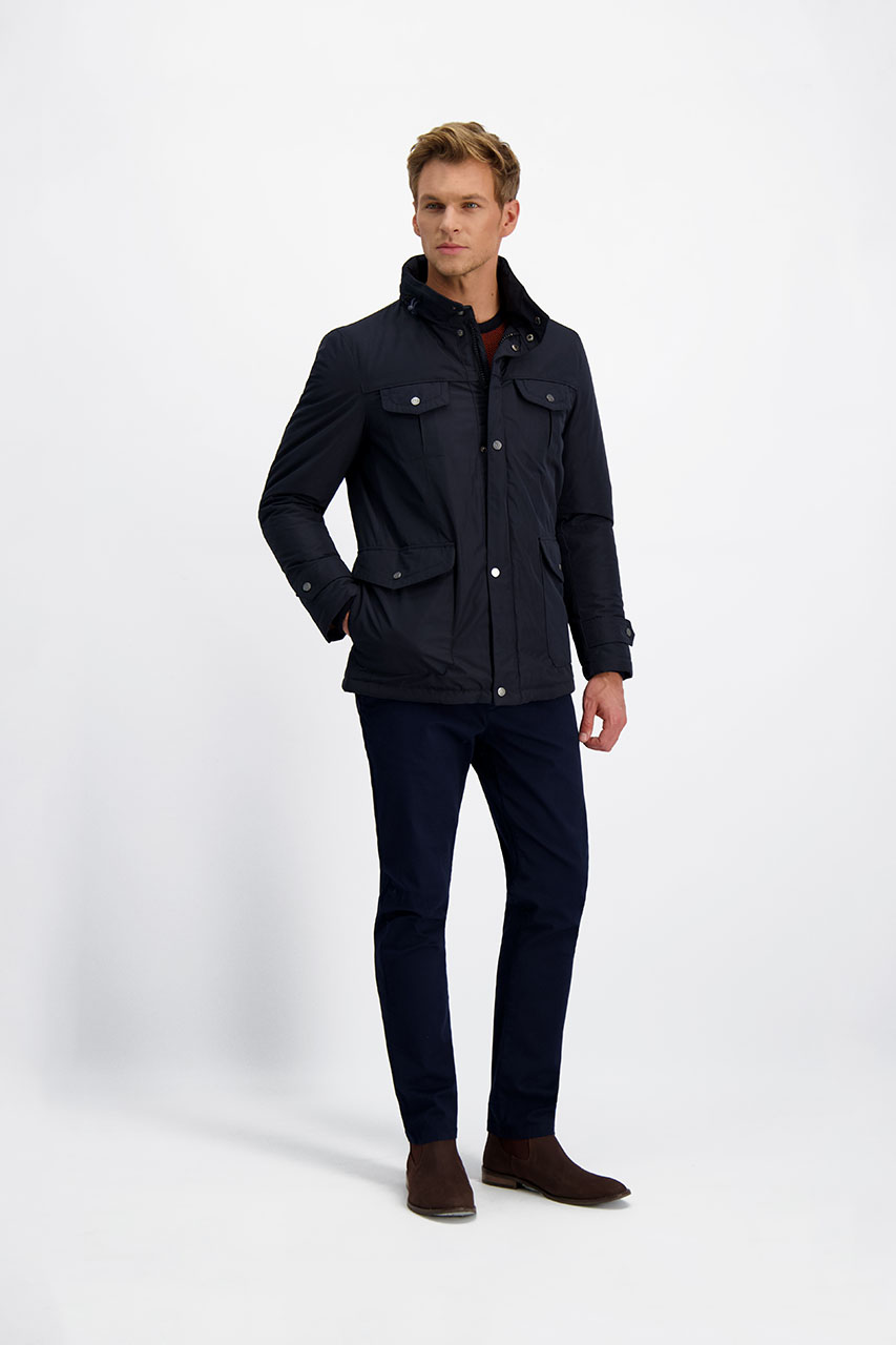 Granatowa męska kurtka z kołnierzem 21031