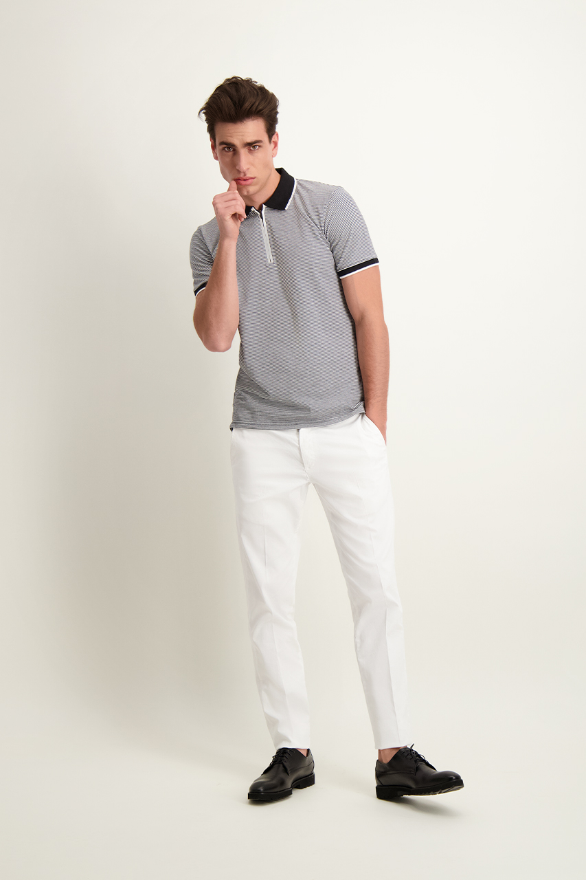 Bawełniane polo męskie w paski 74137