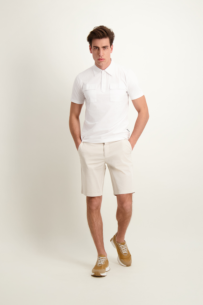 Białe bawełniane polo męskie 74140