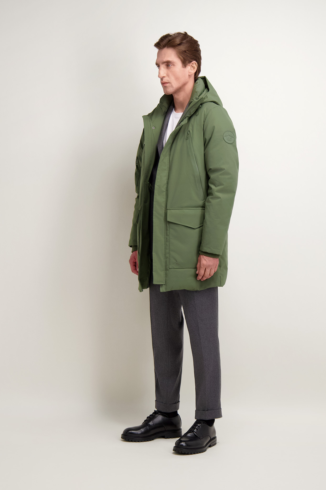Zielona kurtka męska z kapturem 29936