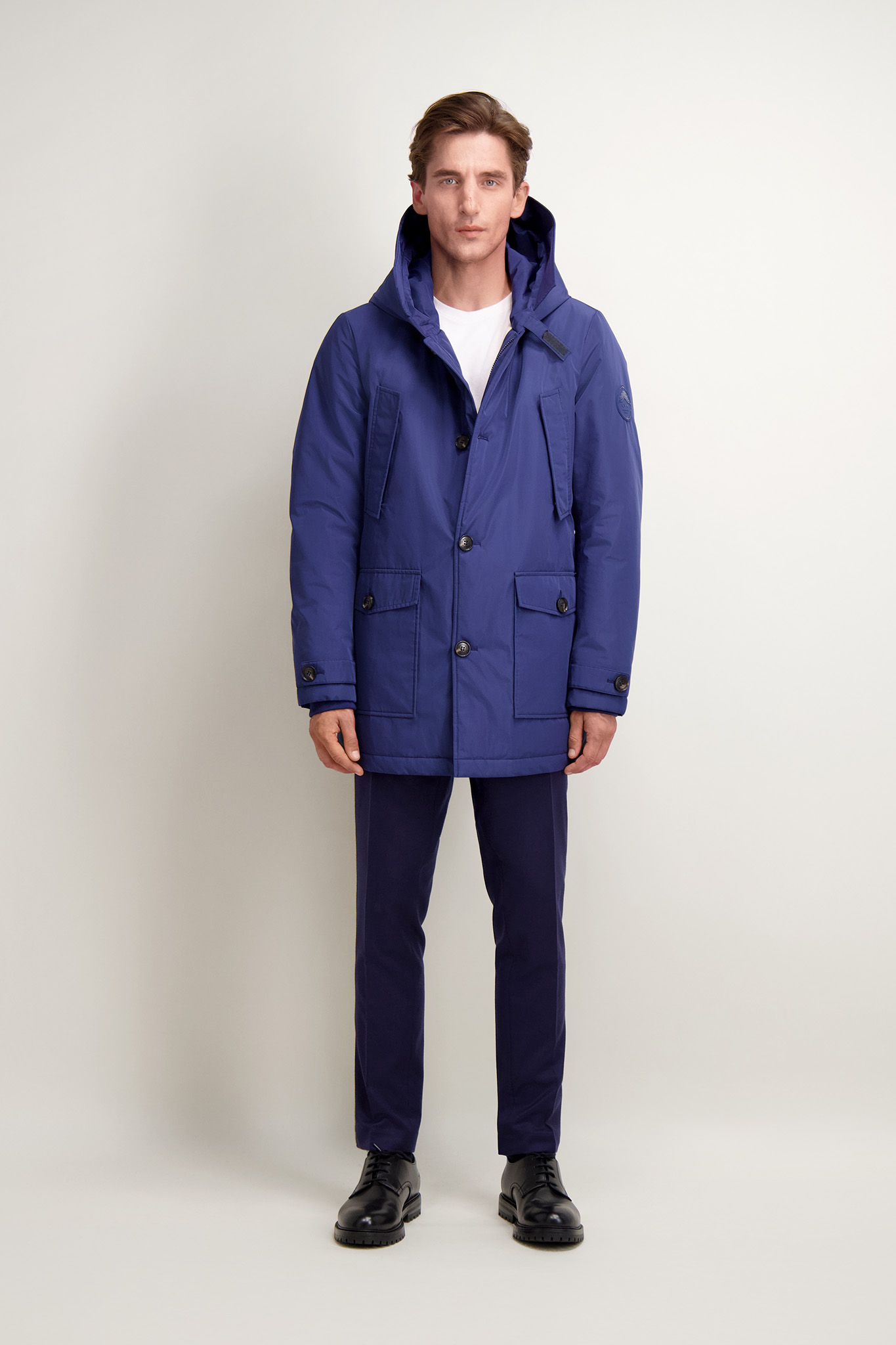 Granatowa męska kurtka z kapturem 29938