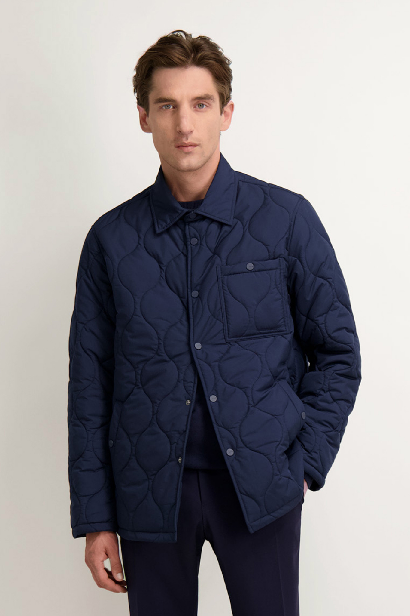 Granatowa pikowana kurtka męska 29958