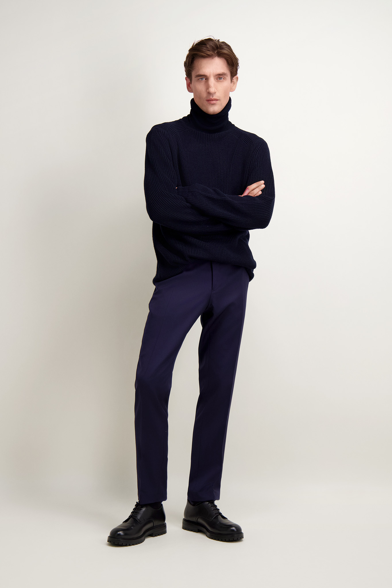 Granatowy golf męski z wełną 74238