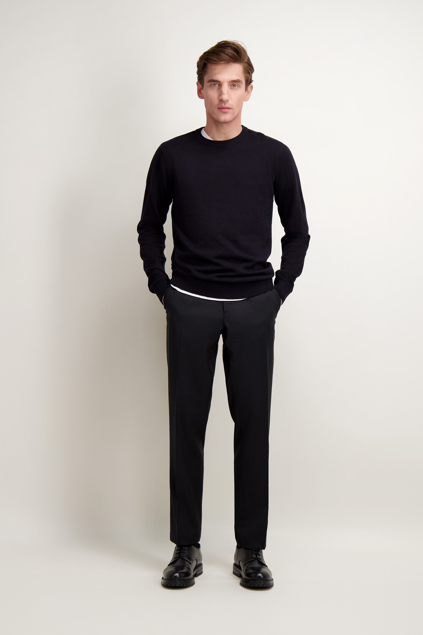 Czarny sweter męski z bawełny i kaszmiru 74148