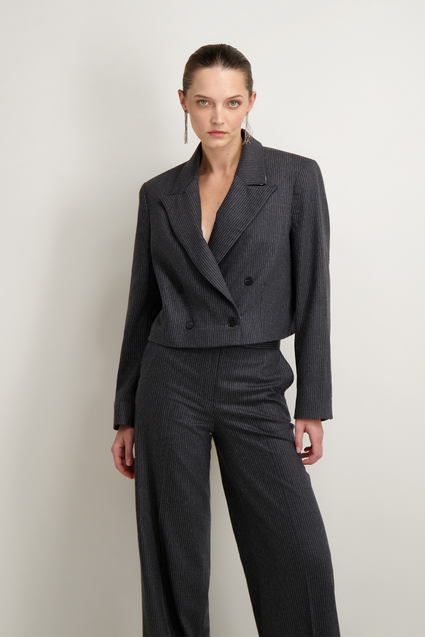 Grafitowa marynarka damska z wełną 86728