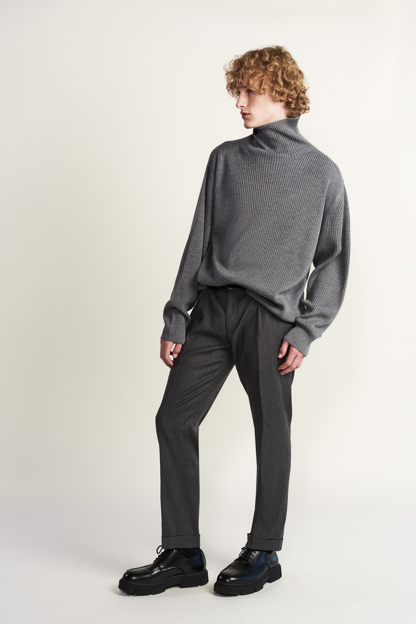 Szary golf męski z wełną 74241