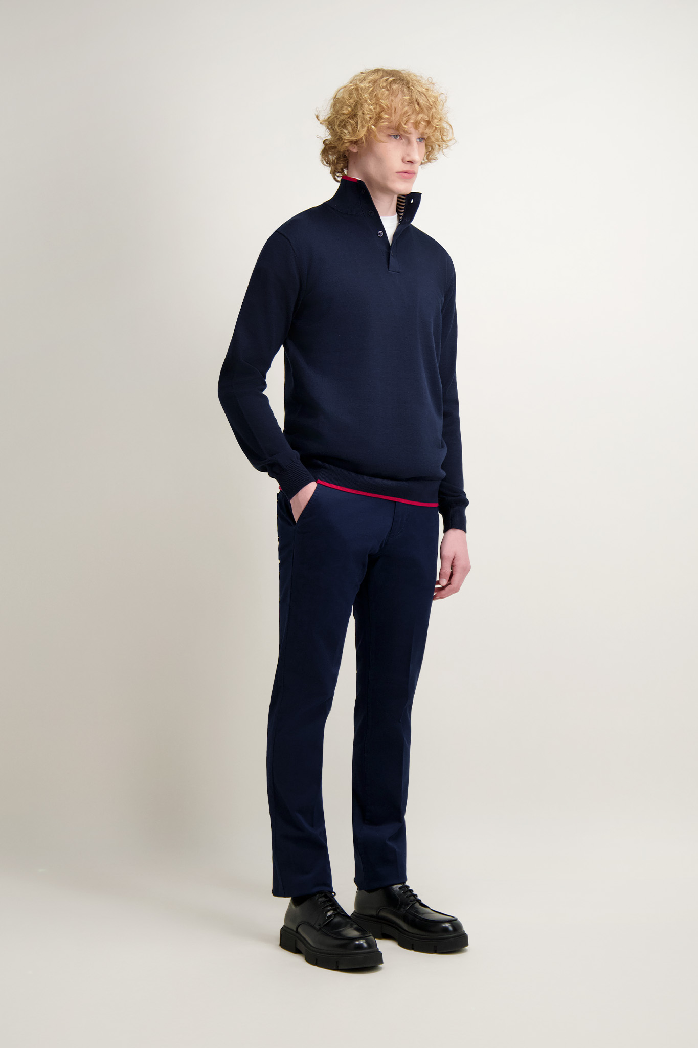 Granatowy bawełniany golf męski 74185