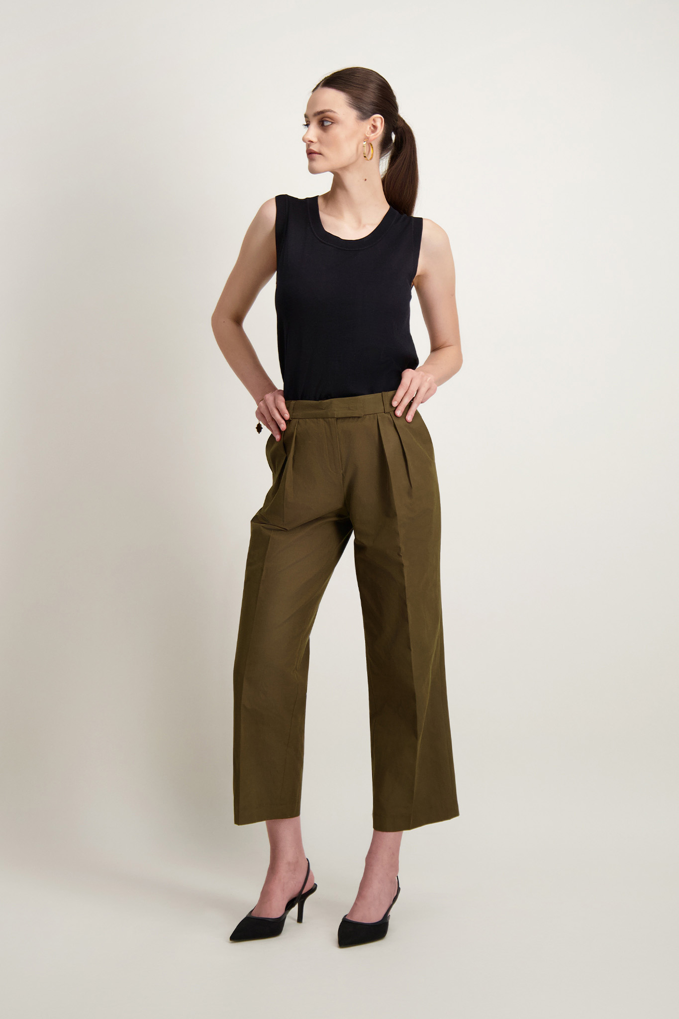 Khaki spodnie damskie 86874