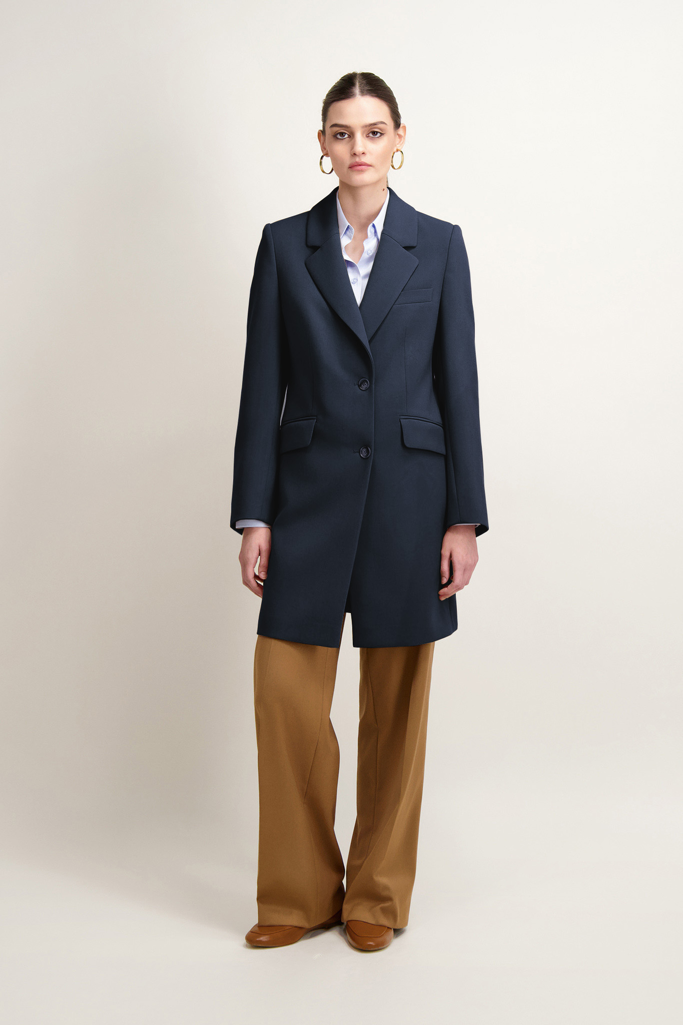 Granatowy płaszcz damski 86914