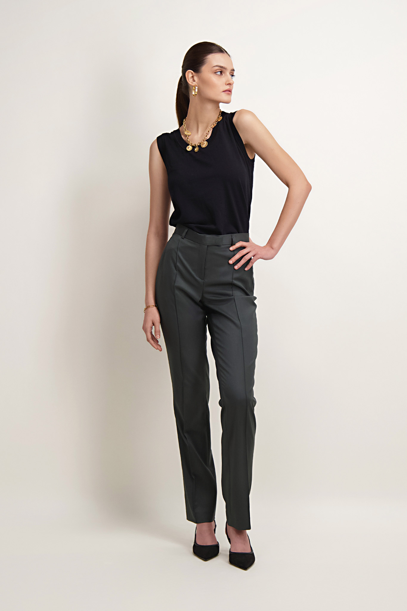 Wełniane spodnie damskie 86666