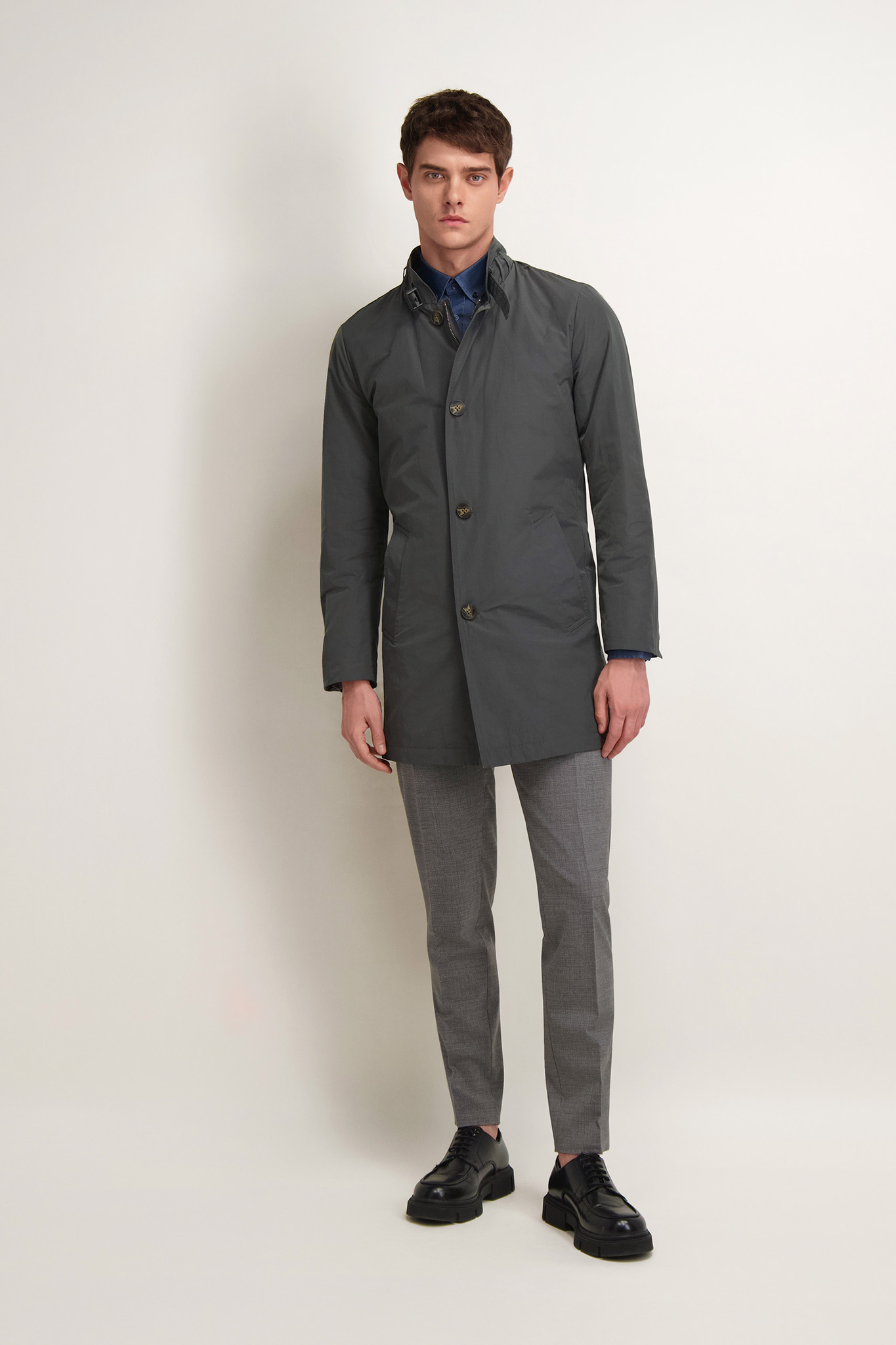 Zielony jednorzędowy płaszcz 13134